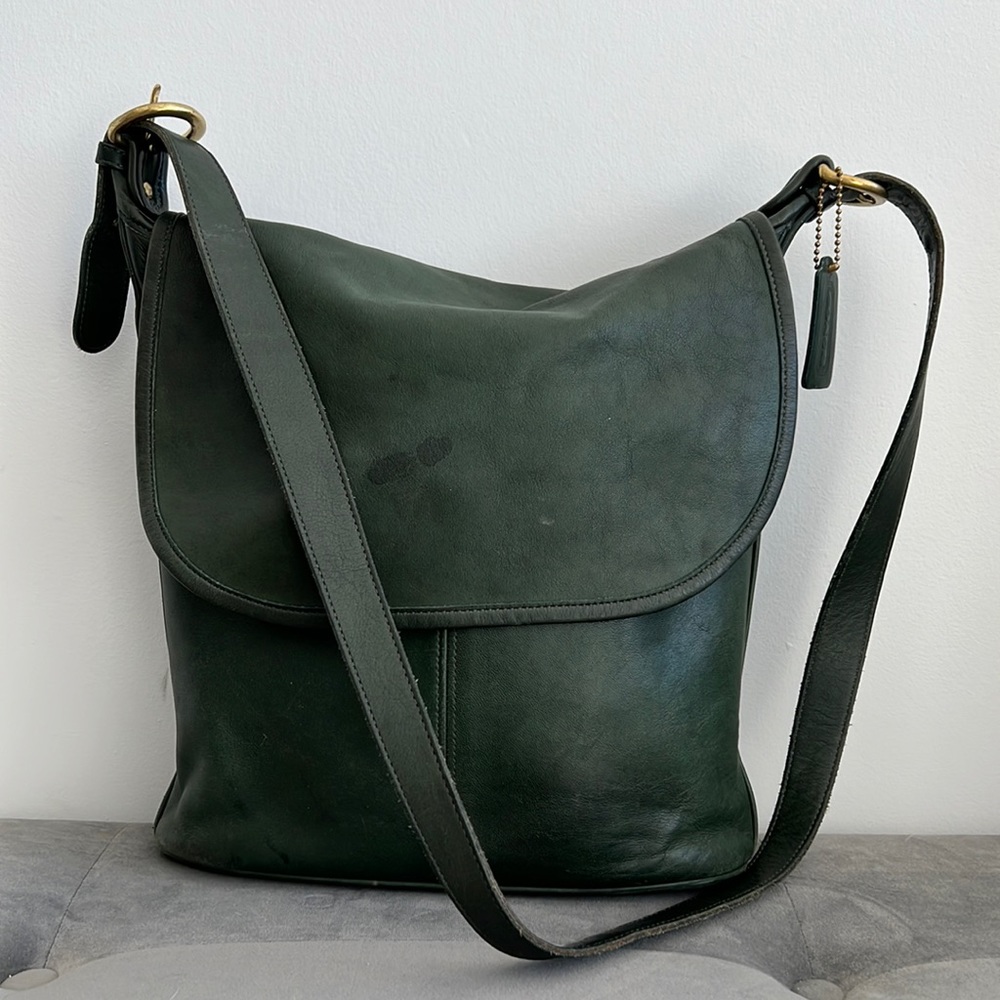 Vintage Coach Purse Green Leather made in The United States